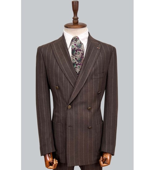 SUIT SARTORIA KAHVERENGİ ÇİZGİLİ KRUVAZE TAKIM ELBİSE 2928