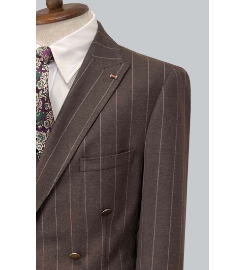 SUIT SARTORIA KAHVERENGİ ÇİZGİLİ KRUVAZE TAKIM ELBİSE 2928