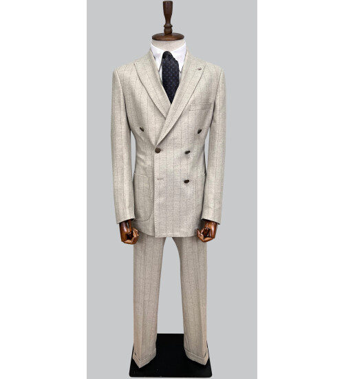 SUIT SARTORIA BEJ ÇİZGİLİ KRUVAZE TAKIM ELBİSE 2928