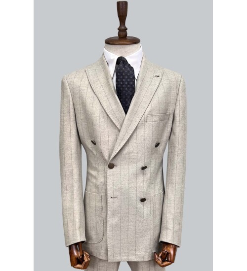 SUIT SARTORIA BEJ ÇİZGİLİ KRUVAZE TAKIM ELBİSE 2928