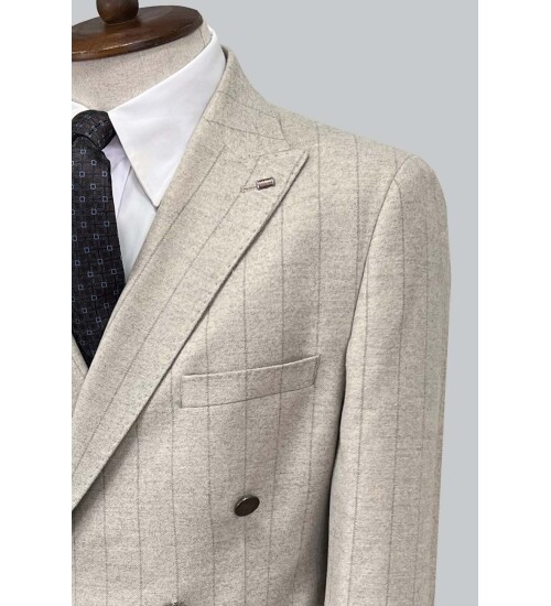 SUIT SARTORIA BEJ ÇİZGİLİ KRUVAZE TAKIM ELBİSE 2928