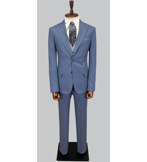 SUIT SARTORIA BLUE  SUIT WITH DOUBLE FACED VEST 2917