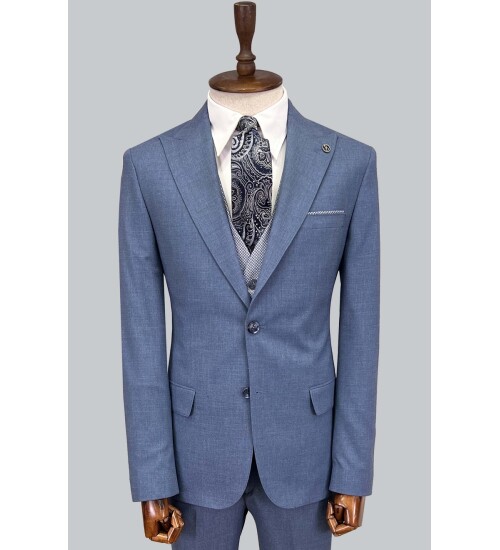 SUIT SARTORIA BLUE  SUIT WITH DOUBLE FACED VEST 2917