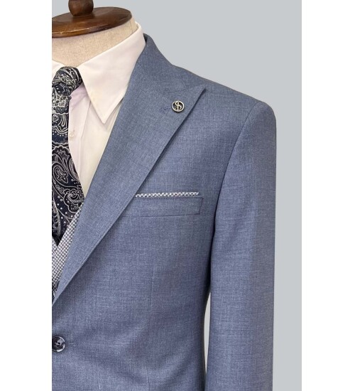 SUIT SARTORIA BLUE  SUIT WITH DOUBLE FACED VEST 2917