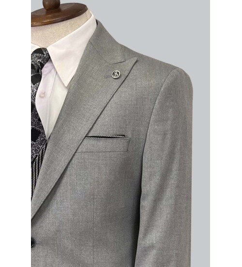 SUIT SARTORIA GREY SUIT WITH DOUBLE FACED VEST 2917