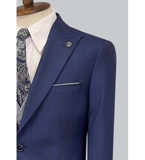 SUIT SARTORIA NAVY BLUE SUIT WITH DOUBLE FACED VEST 2917