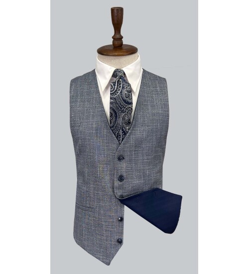 SUIT SARTORIA NAVY BLUE SUIT WITH DOUBLE FACED VEST 2917