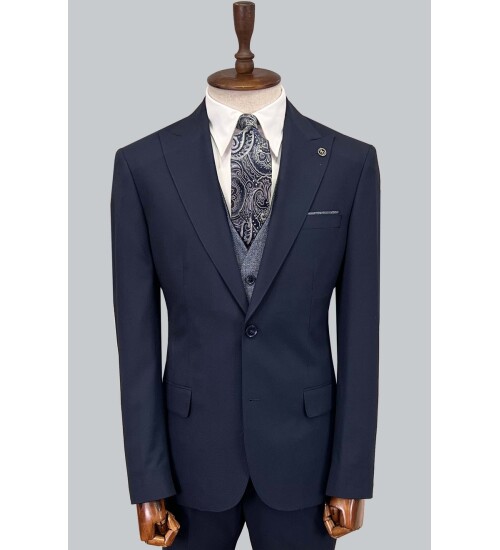 SUIT SARTORIA NAVY BLUE SUIT WITH DOUBLE FACED VEST 2917