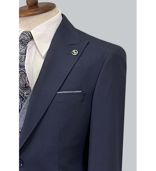 SUIT SARTORIA NAVY BLUE SUIT WITH DOUBLE FACED VEST 2917