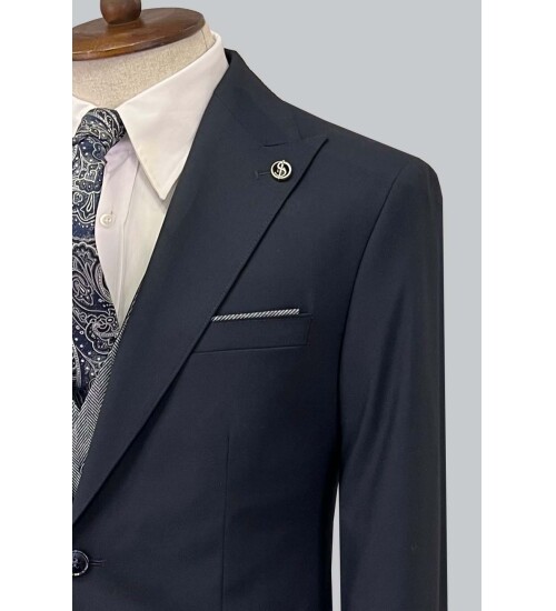 SUIT SARTORIA NAVY BLUE SUIT WITH DOUBLE FACED VEST 2917