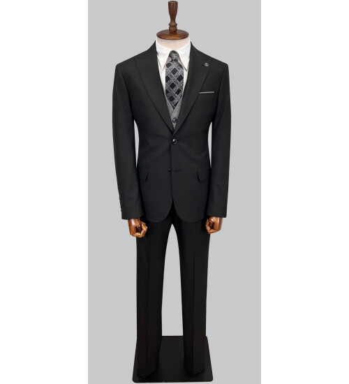 SUIT SARTORIA BLACK SUIT WITH DOUBLE FACED VEST 2917