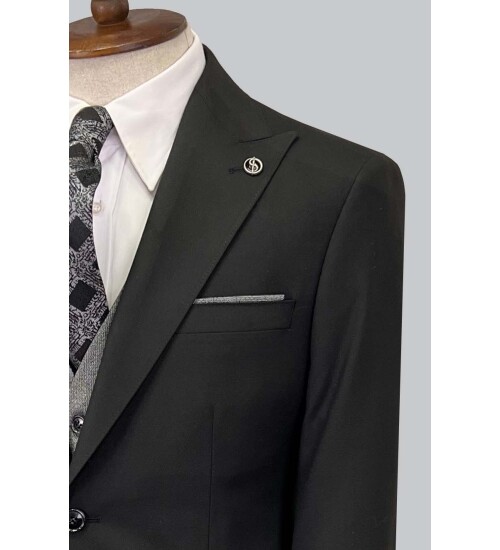 SUIT SARTORIA BLACK SUIT WITH DOUBLE FACED VEST 2917