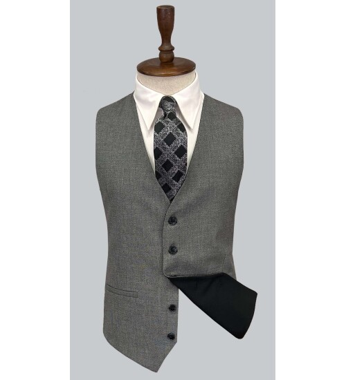 SUIT SARTORIA BLACK SUIT WITH DOUBLE FACED VEST 2917