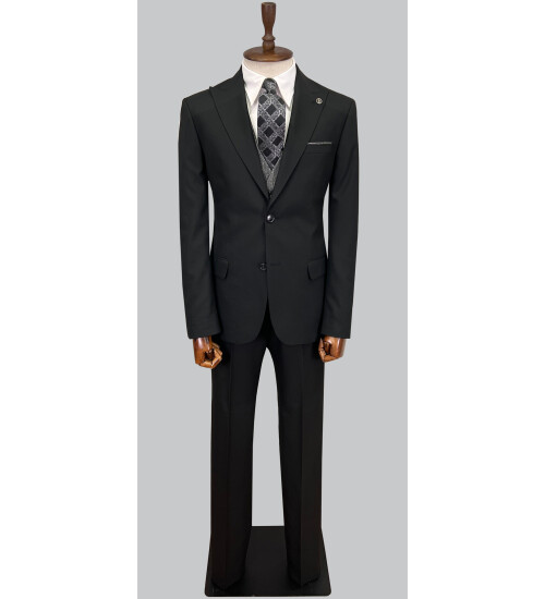 SUIT SARTORIA BLACK SUIT WITH DOUBLE FACED VEST 2917