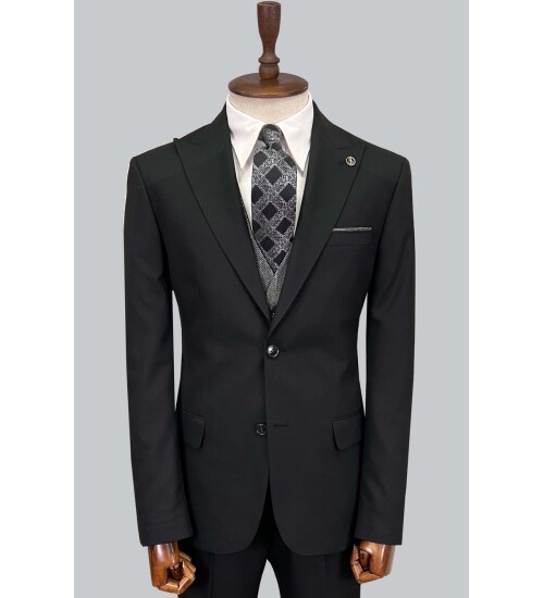 SUIT SARTORIA BLACK SUIT WITH DOUBLE FACED VEST 2917