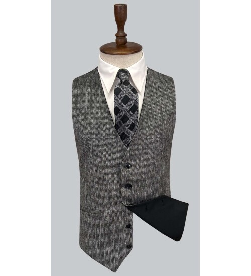 SUIT SARTORIA BLACK SUIT WITH DOUBLE FACED VEST 2917