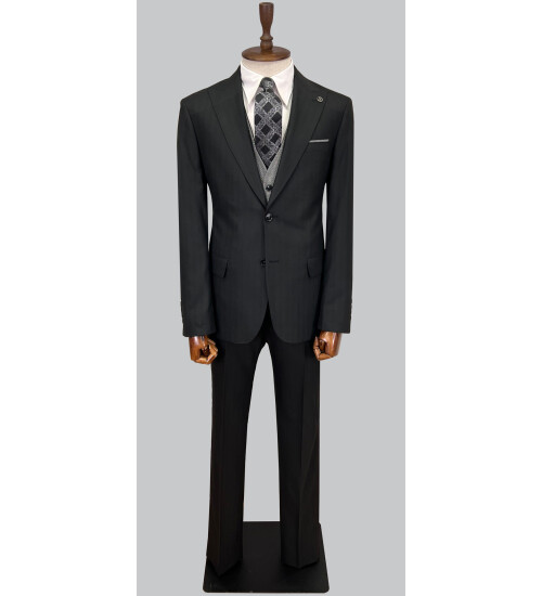 SUIT SARTORIA BLACK SUIT WITH DOUBLE FACED VEST 2917