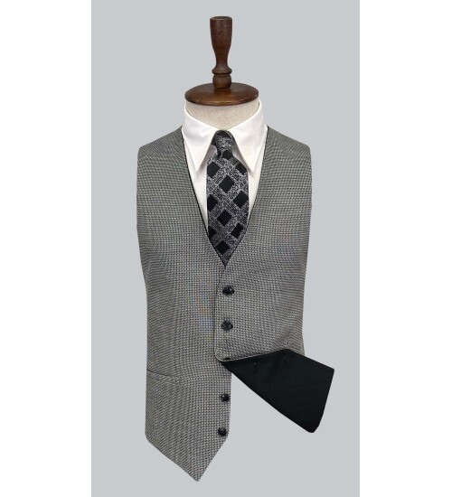 SUIT SARTORIA BLACK SUIT WITH DOUBLE FACED VEST 2917