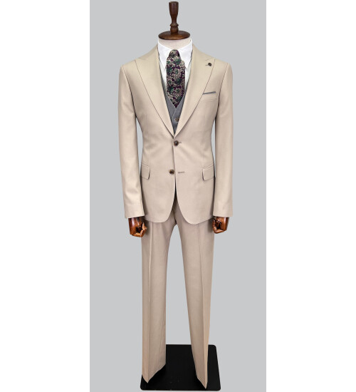 SUIT SARTORIA BEIGE  SUIT WITH DOUBLE FACED VEST 2916