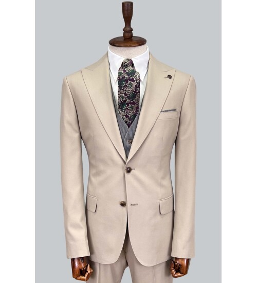 SUIT SARTORIA BEIGE  SUIT WITH DOUBLE FACED VEST 2916