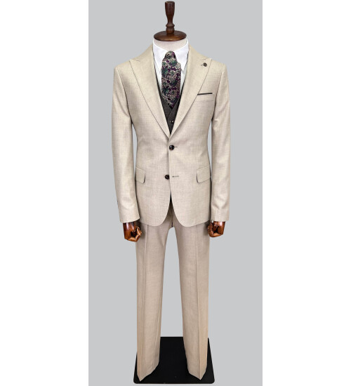 SUIT SARTORIA BEIGE SUIT WITH DOUBLE FACED VEST 2916