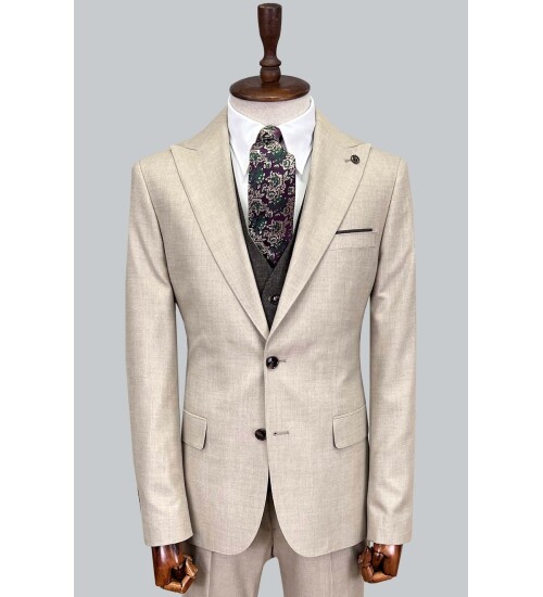 SUIT SARTORIA BEIGE SUIT WITH DOUBLE FACED VEST 2916