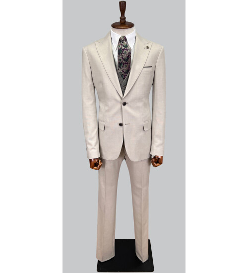 SUIT SARTORIA BEIGE SUIT WITH DOUBLE FACED VEST 2916