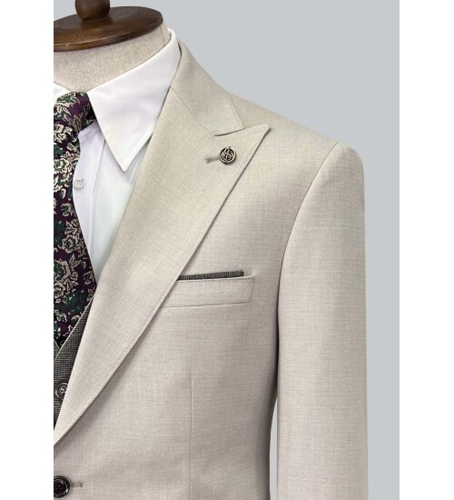 SUIT SARTORIA BEIGE SUIT WITH DOUBLE FACED VEST 2916