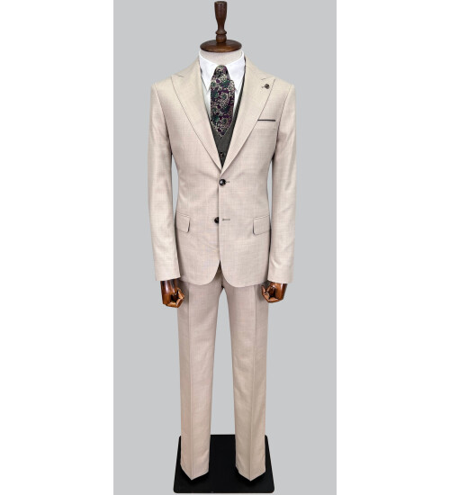 SUIT SARTORIA BEIGE SUIT WITH DOUBLE FACED VEST 2916