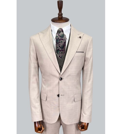 SUIT SARTORIA BEIGE SUIT WITH DOUBLE FACED VEST 2916