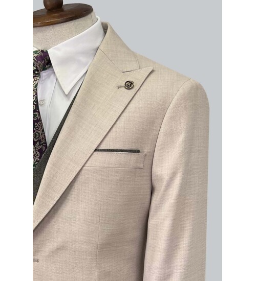 SUIT SARTORIA BEIGE SUIT WITH DOUBLE FACED VEST 2916