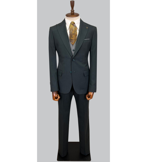 SUIT SARTORIA GREEN SUIT WITH DOUBLE FACED VEST 2917