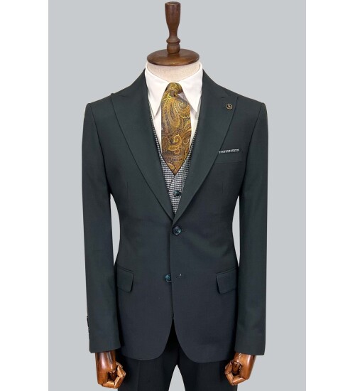 SUIT SARTORIA GREEN SUIT WITH DOUBLE FACED VEST 2917