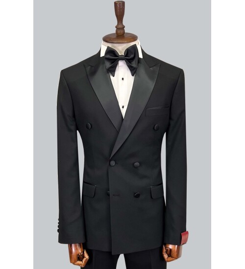 SUIT SARTORIA SİYAH SİVRİ YAKA KRUVAZE DAMATLIK 5652