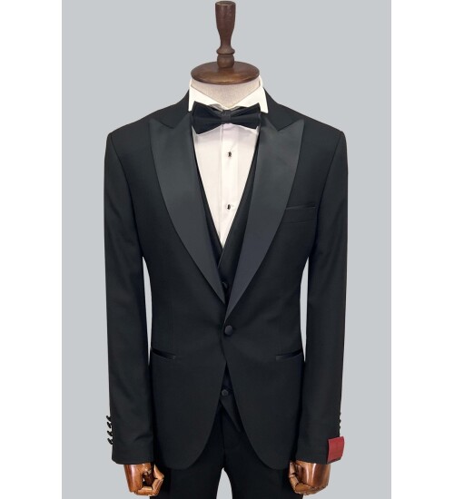 SUIT SARTORIA SİYAH SİVRİ YAKA DAMATLIK 5648