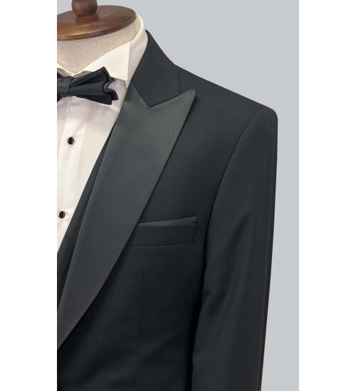 SUIT SARTORIA SİYAH SİVRİ YAKA DAMATLIK 5648