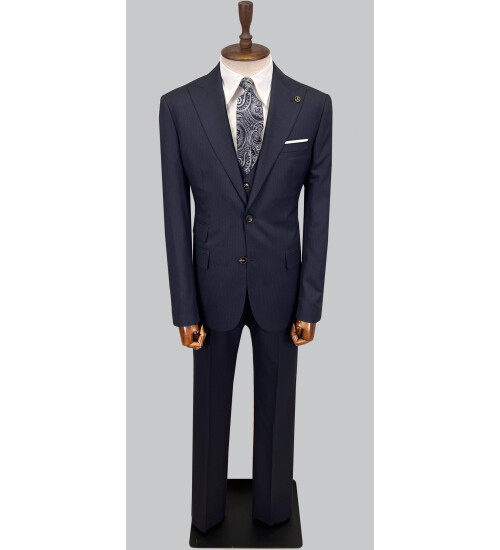 SUIT SARTORIA ÇİZGİLİ LACİVERT YELEKLİ TAKIM ELBİSE 2895