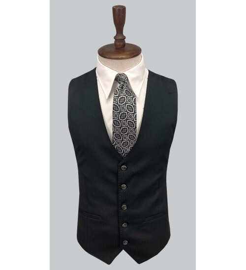 SUIT SARTORIA ÇİZGİLİ SİYAH YELEKLİ TAKIM ELBİSE 2895