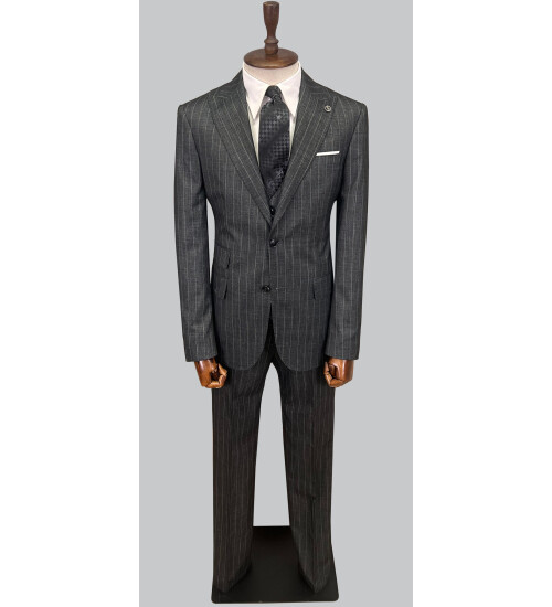 SUIT SARTORIA ÇİZGİLİ KOYU GRİ YELEKLİ TAKIM ELBİSE 2895