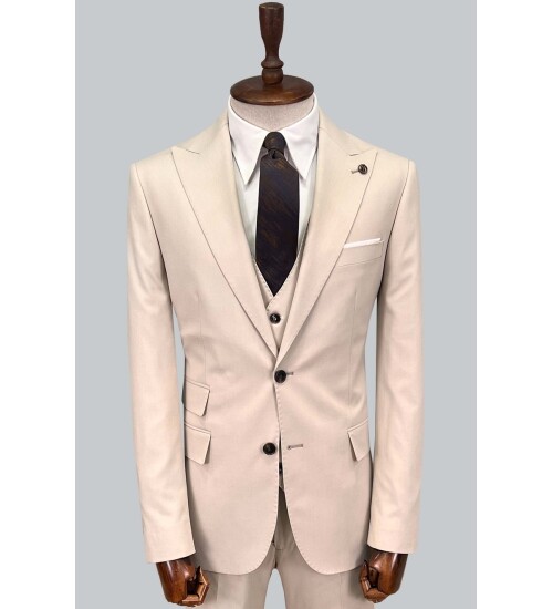 SUIT SARTORIA BEJ YELEKLİ TAKIM ELBİSE 2895