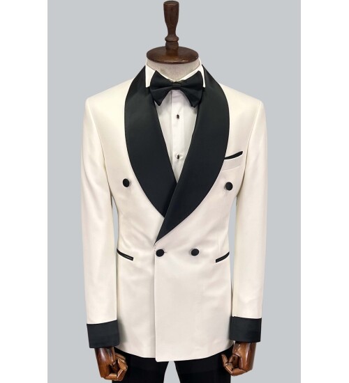 SUIT SARTORIA BEYAZ ŞAL YAKA KRUVAZE DAMATLIK 5642