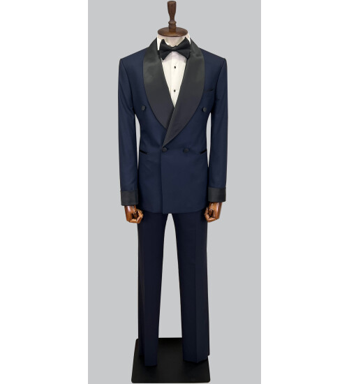 SUIT SARTORIA LACİVERT ŞAL YAKA KRUVAZE DAMATLIK 5642