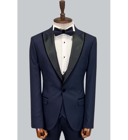 SUIT SARTORIA NAVY BLUE PEAK LABEL TUXEDO 5643