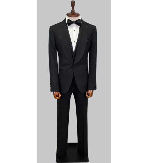 SUIT SARTORIA SİYAH ŞAL YAKA DAMATLIK 5645