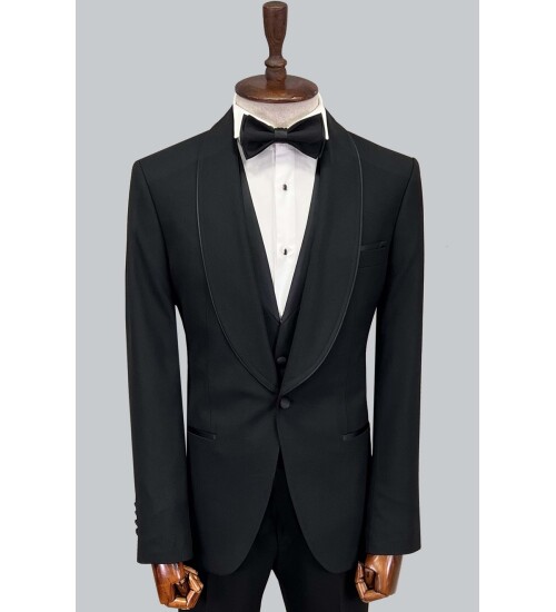 SUIT SARTORIA SİYAH ŞAL YAKA DAMATLIK 5645