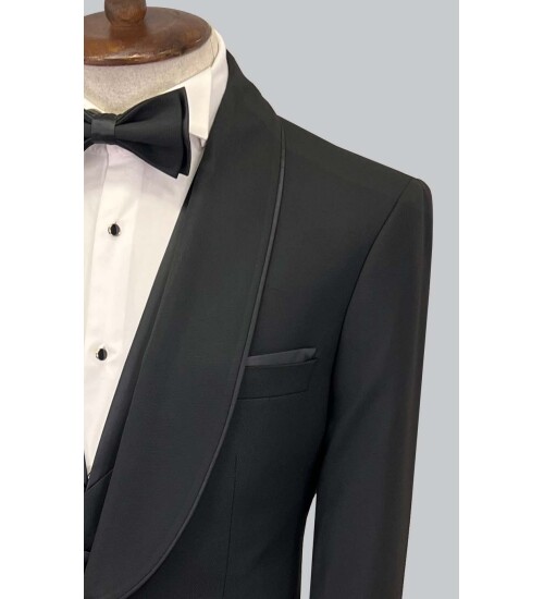 SUIT SARTORIA SİYAH ŞAL YAKA DAMATLIK 5645