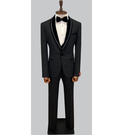 SUIT SARTORIA SİYAH ŞAL YAKA DAMATLIK 5644