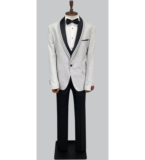 SUIT SARTORIA REMOVABLE LAPEL GREY BIG SIZES TUXEDO 5539