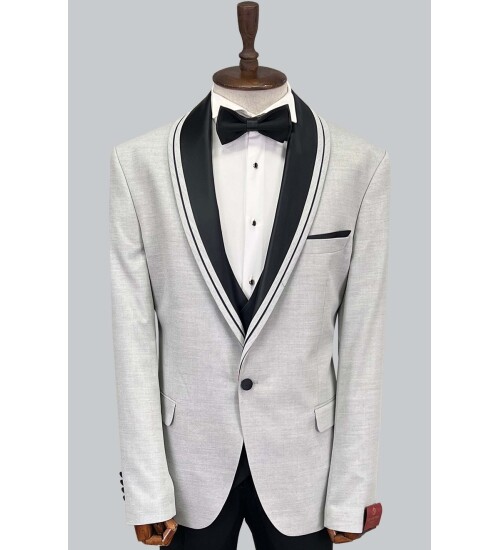 SUIT SARTORIA REMOVABLE LAPEL GREY BIG SIZES TUXEDO 5539