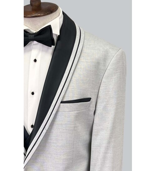 SUIT SARTORIA REMOVABLE LAPEL GREY BIG SIZES TUXEDO 5539